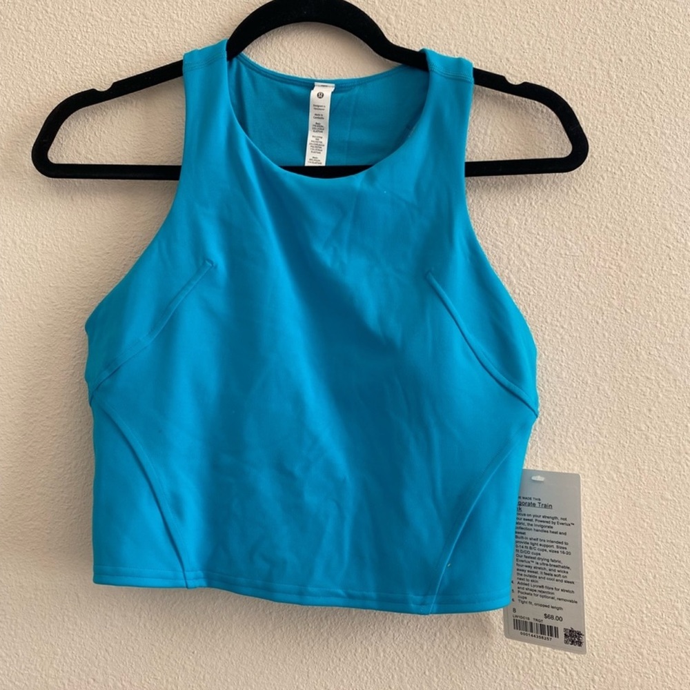 Lululemon Invigorate train tank in Turquoise Tide size 8 new with tag